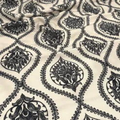 Mayfair (Slub Print) Table Linen in Black / Taupe