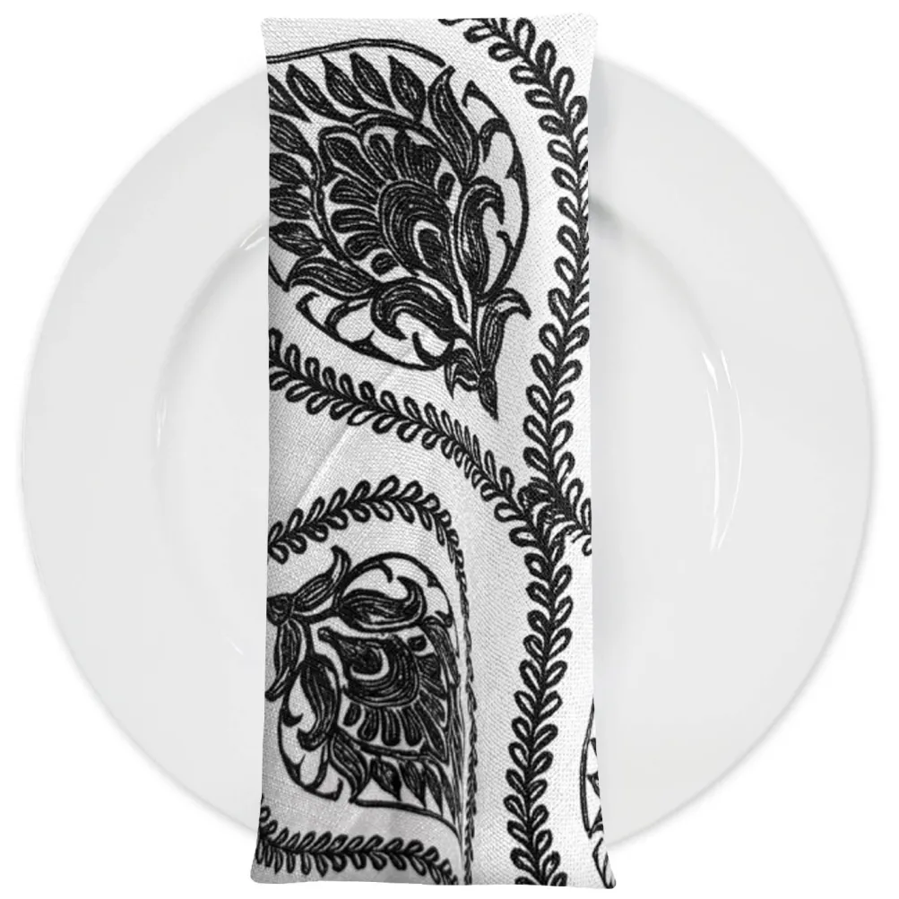 Mayfair (Slub Print) Table Napkin in Black