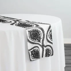 Mayfair (Slub Print) Table Runner in Black