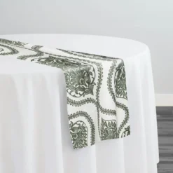 Mayfair (Slub Print) Table Runner in Willow Green