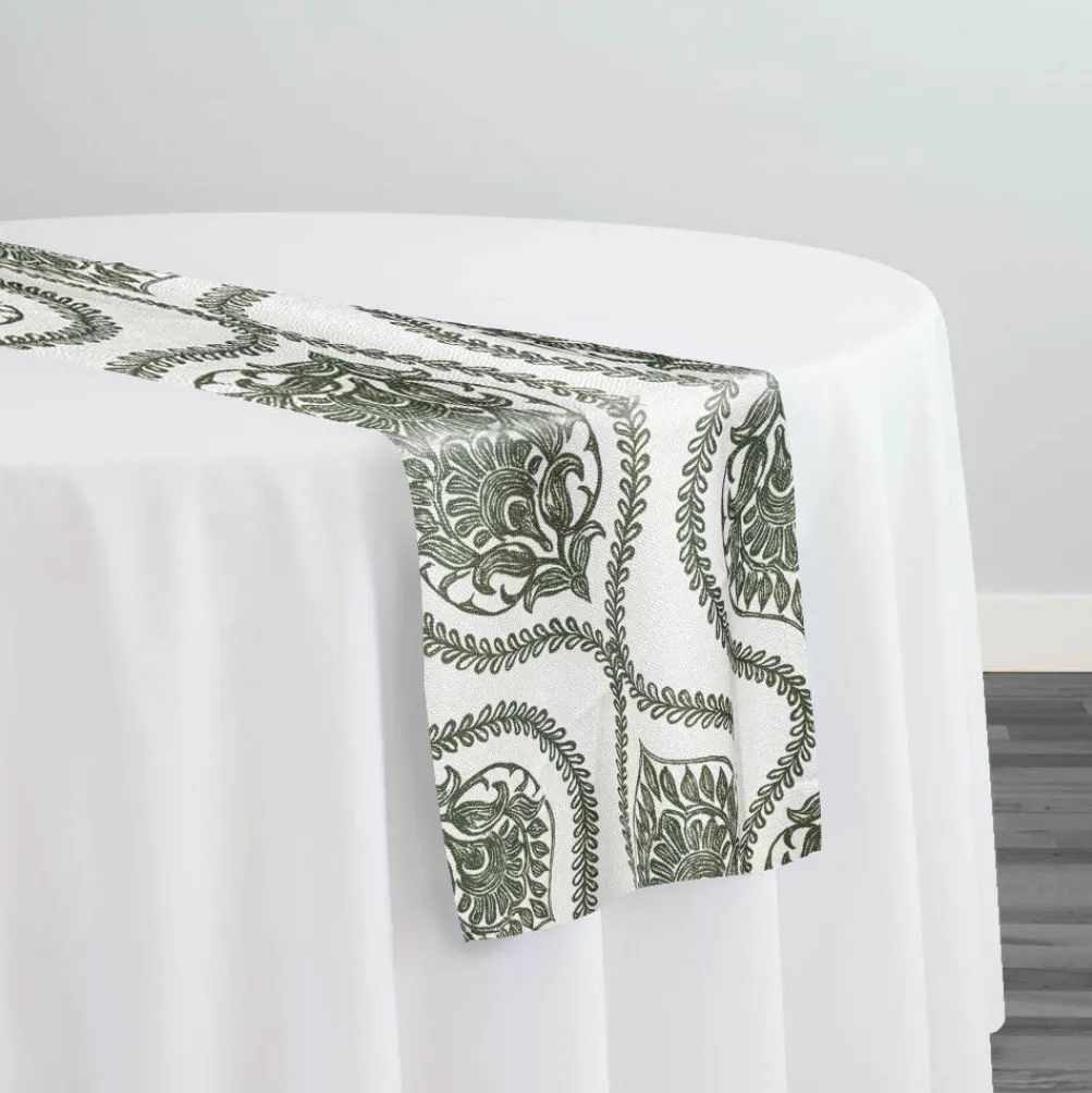 Mayfair (Slub Print) Table Runner in Willow Green