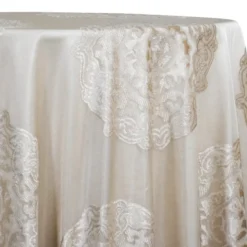Medallion Jacquard Sheer Table Linen in Champagne