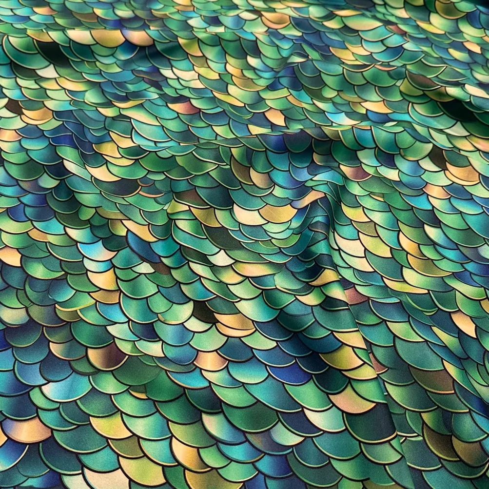Mermaid (Poly Print) Table Linen in Emerald