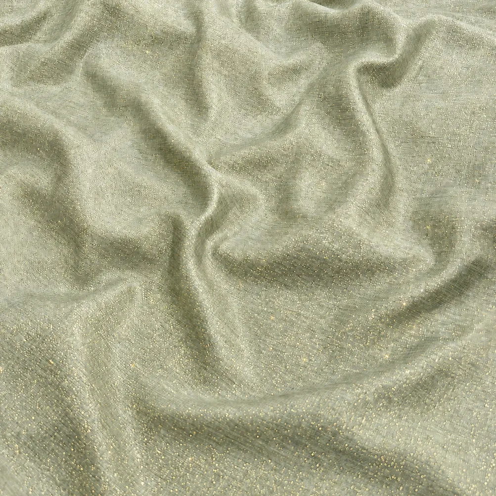 Metallic Burlap Table Linen in Sage/Gold