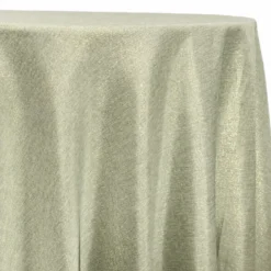Metallic Burlap Table Linen in Sage/Gold