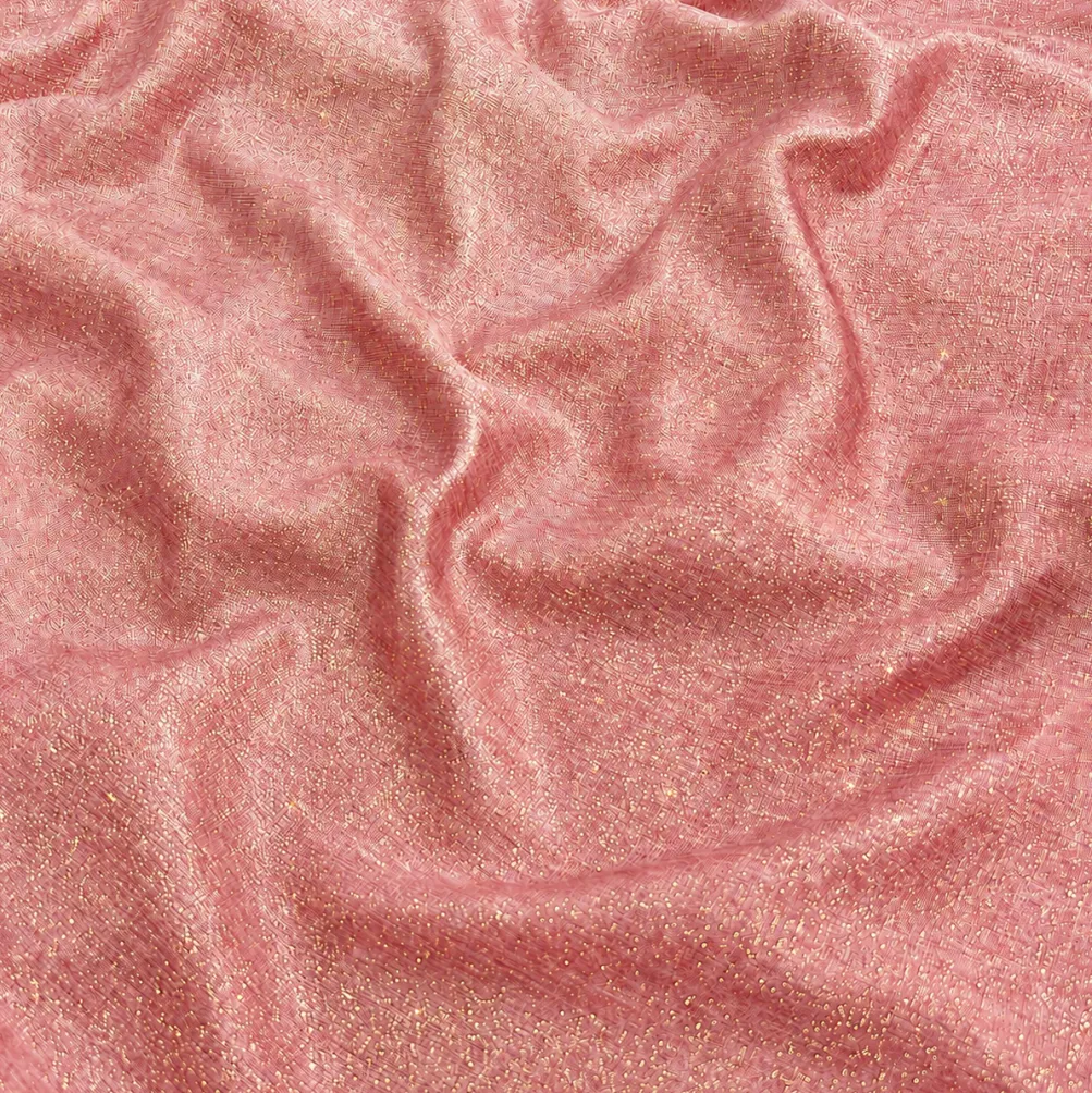 Metallic Burlap Table Linen in Pink/Gold