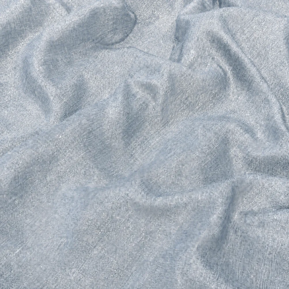 Metallic Burlap Table Linen in Blue/Silver