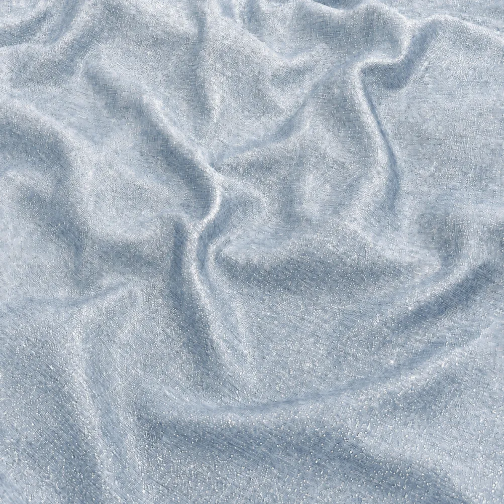 Metallic Burlap Table Linen in Blue/Silver