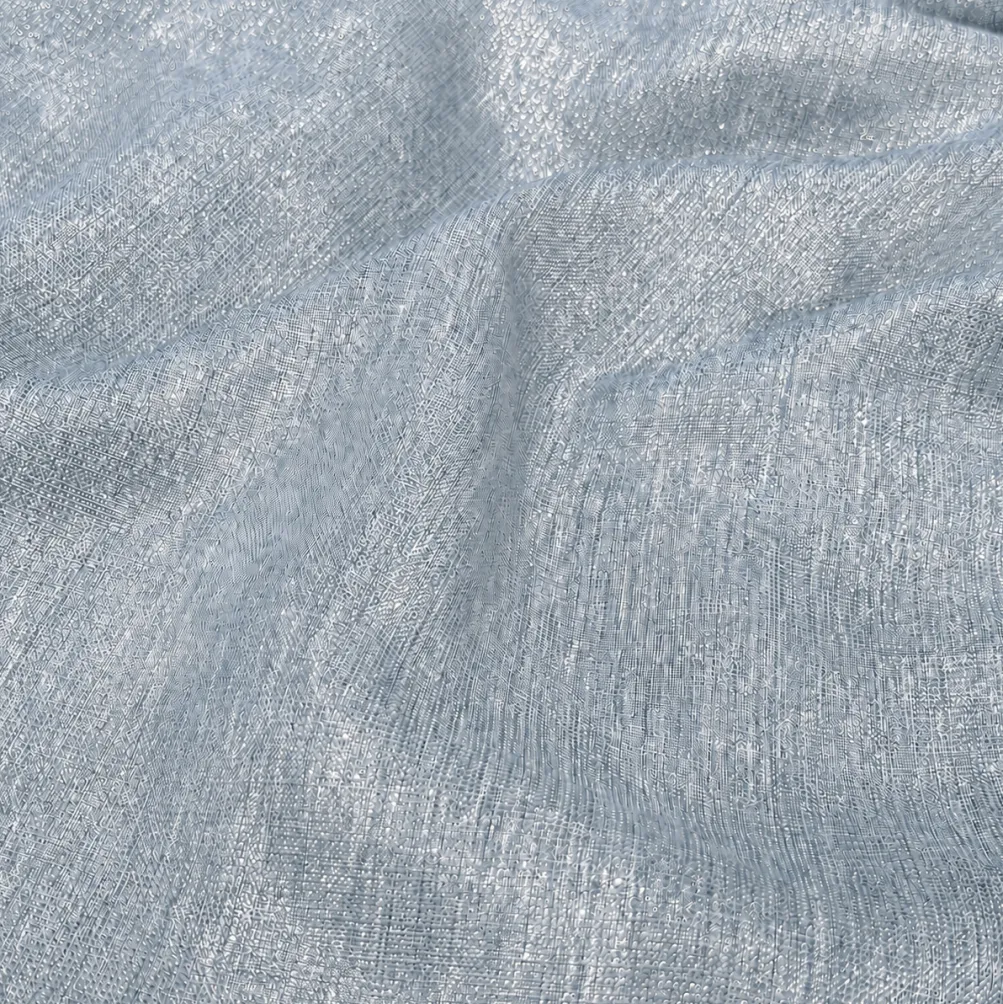 Metallic Burlap Table Linen in Blue/Silver