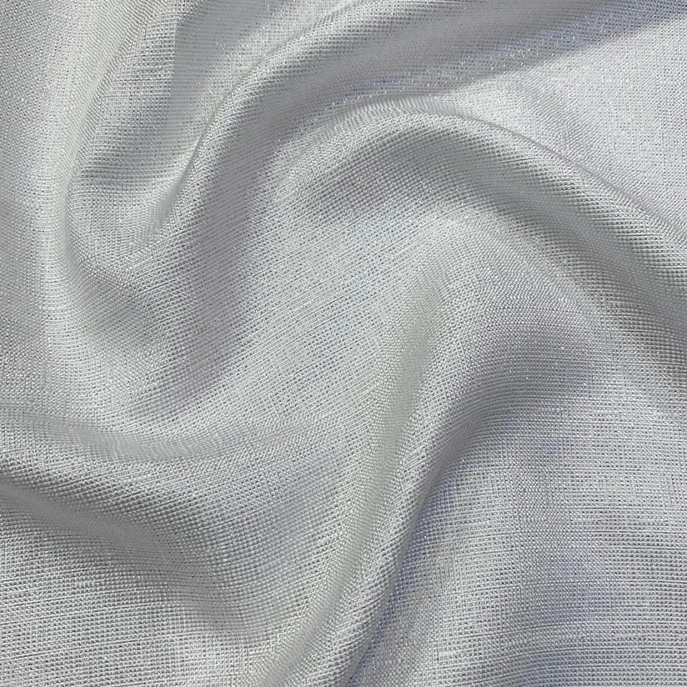 Metallic Burlap Table Linen in White/Silver