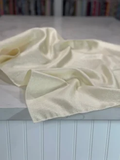 Metallic Burlap Table Linen in Ivory/Silver