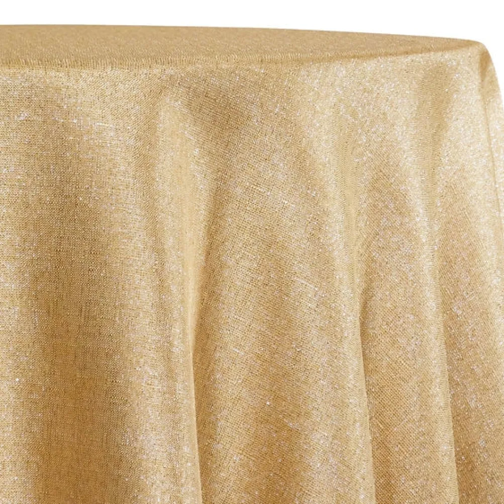 Metallic Burlap Table Linen in Gold/Silver