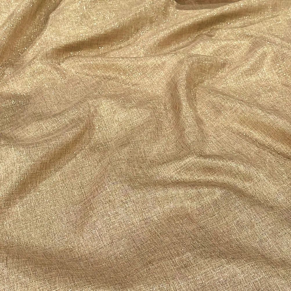 Metallic Burlap Table Linen in Khaki/Gold
