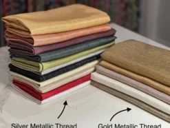 Metallic Burlap Table Linen in Khaki/Gold