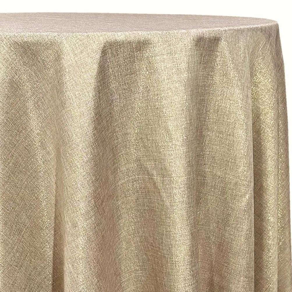 Metallic Burlap Table Linen in Champagne/Gold