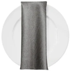 Metallic Burlap Table Napkins in Black/Silver