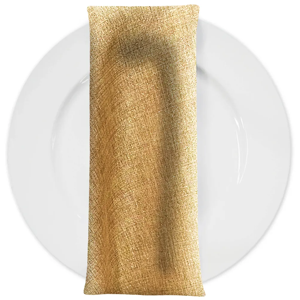 Metallic Burlap Table Napkins in Antique Gold/Gold