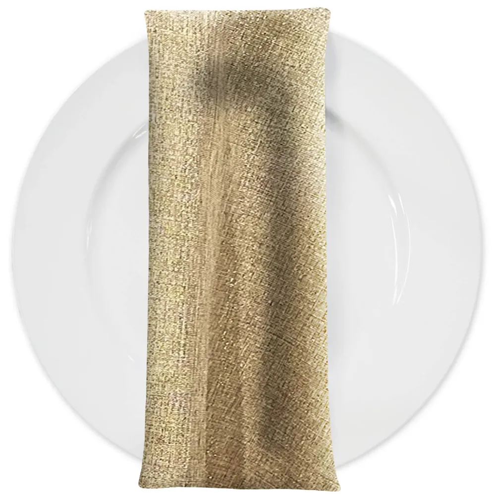 Metallic Burlap Table Napkins in Khaki/Gold