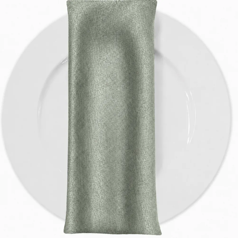 Metallic Burlap Table Napkins in Platinum