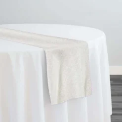 Metallic Burlap Table Runner in White/Silver