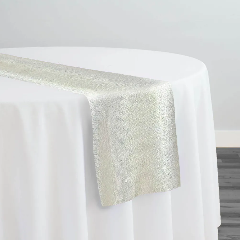 Metallic Burlap Table Runner in Ivory/Gold