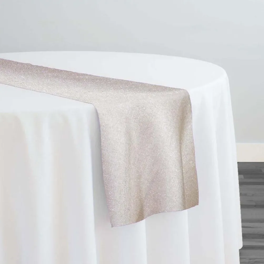 Metallic Burlap Table Runner in Ivory/Silver