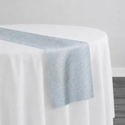 Metallic Burlap Table Runner in Blue/Silver