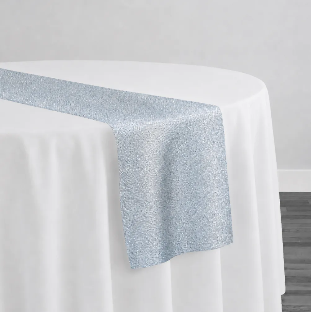 Metallic Burlap Table Runner in Blue/Silver
