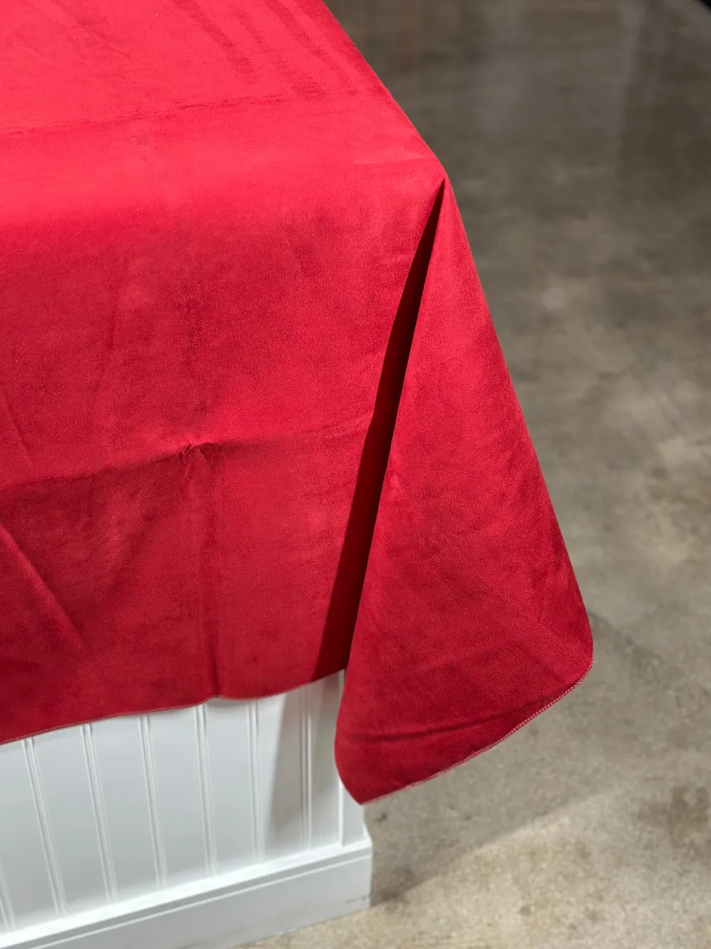 Microfiber Suede Table Linen in Red