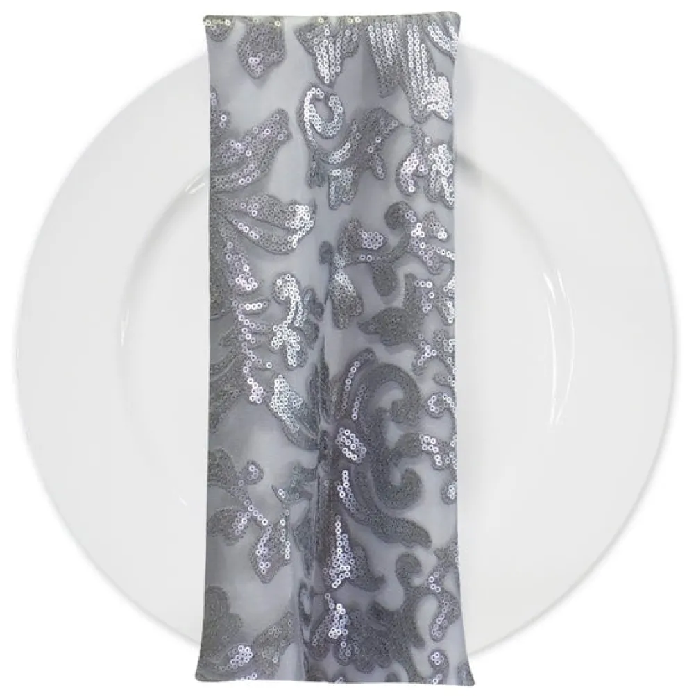 Milan Lace (w/ Poly Lining) Table Napkin in Silver