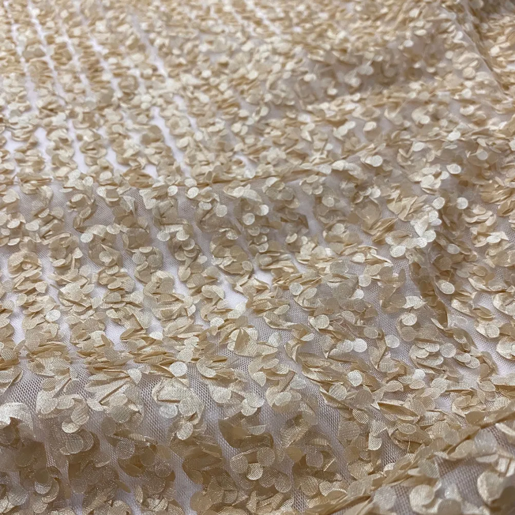 Mini Petals On Mesh Table Runner in Champagne