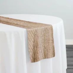 Mini Petals On Mesh Table Runner in Champagne