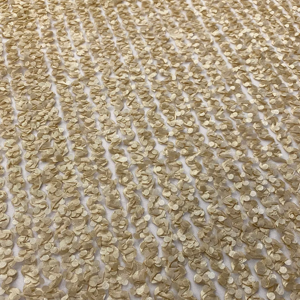 Mini Petals On Mesh Table Runner in Champagne