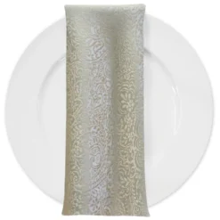Miramar Jacquard Table Napkin in Ivory and Gold
