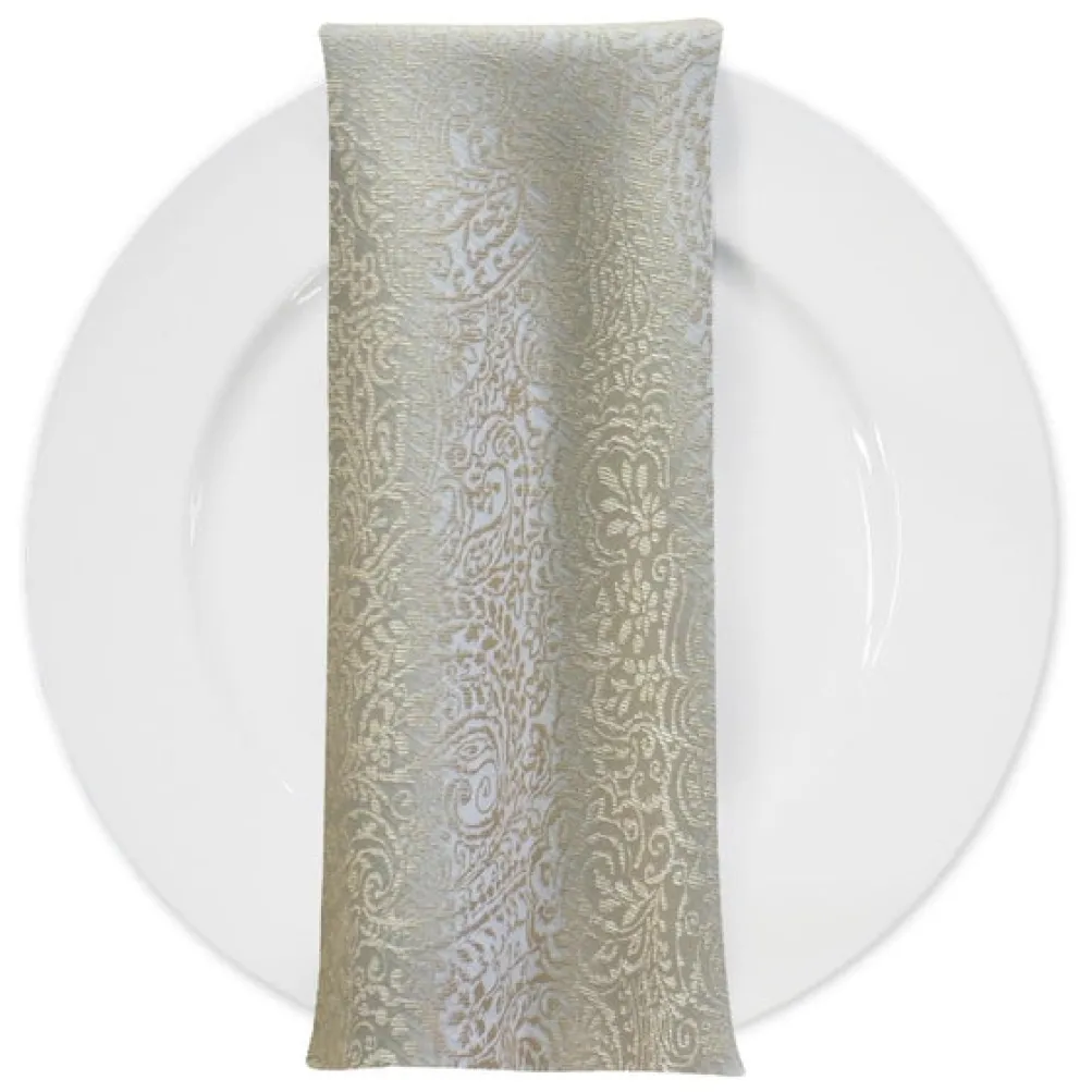Miramar Jacquard Table Napkin in Ivory and Gold