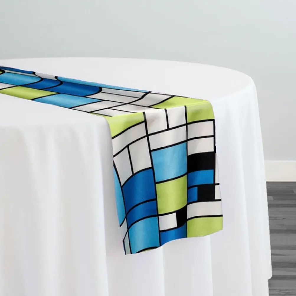 Mondrian (Poly Print) Table Runner in Blue