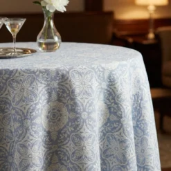 Morocco Jacquard (Reversible) Table Linen in Blue