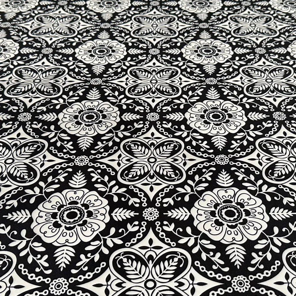 Morocco (Poly Print) Table Linen in Black