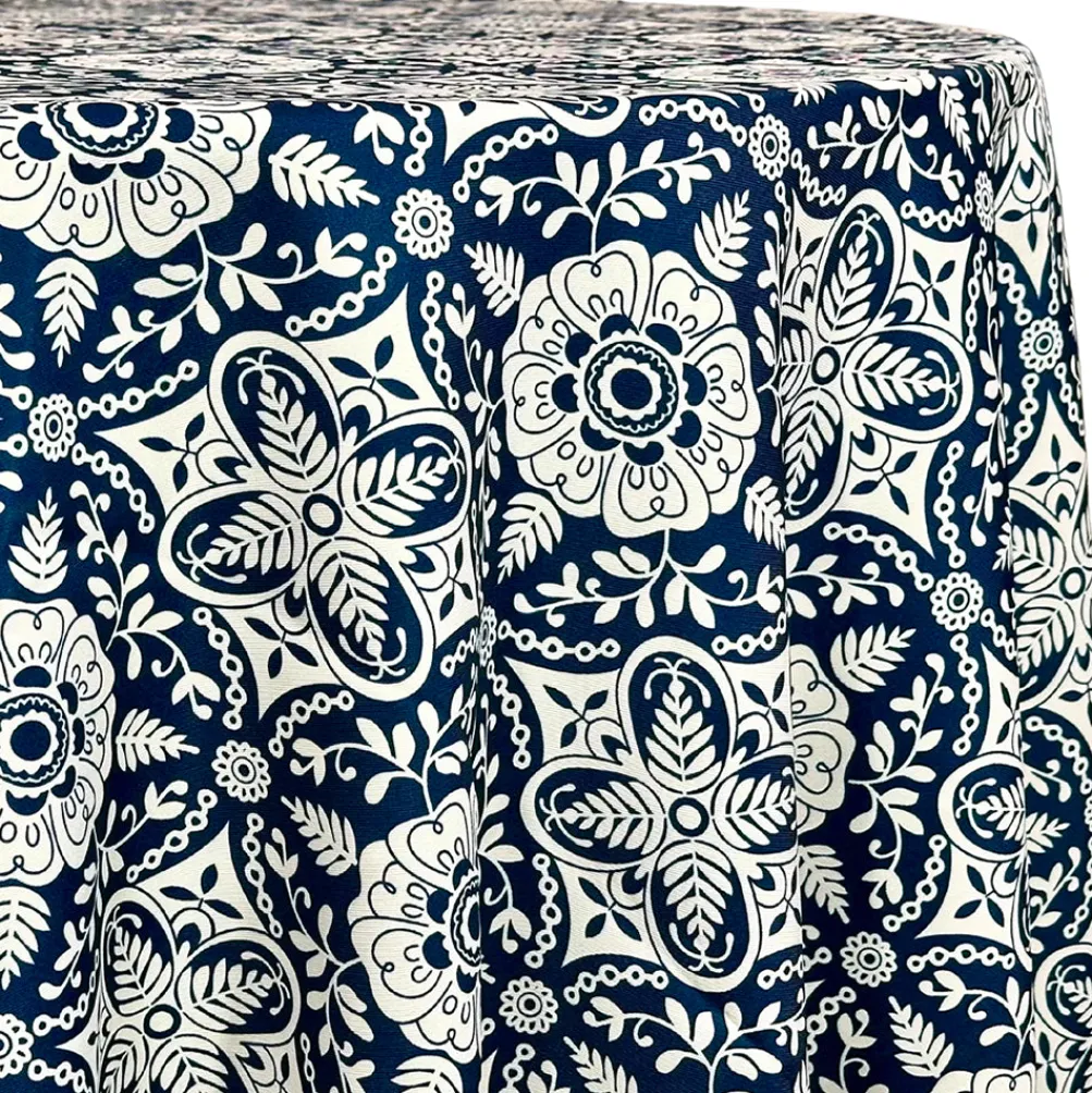 Morocco (Poly Print) Table Linen in Navy