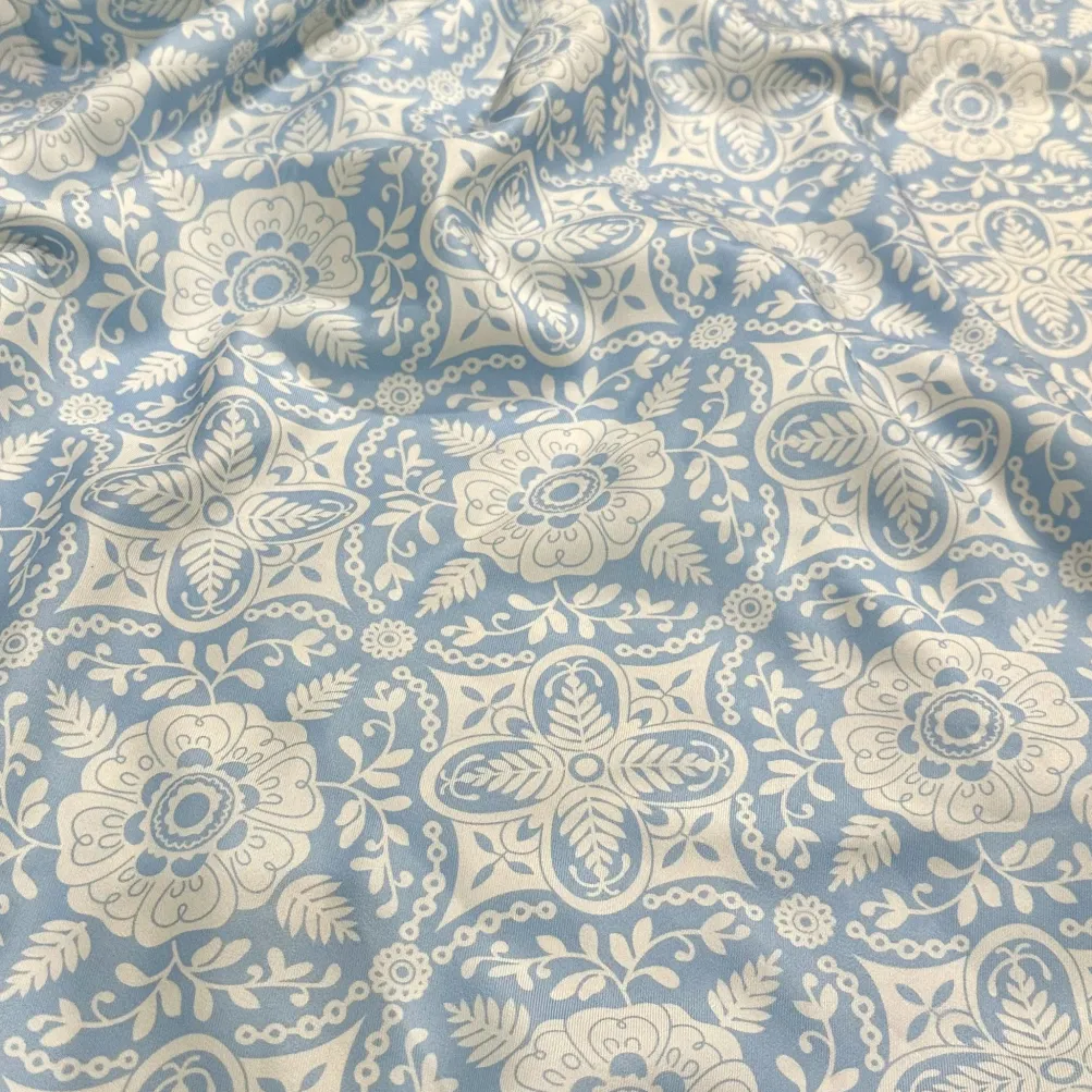 Morocco (Poly Print) Table Linen in Lt Blue