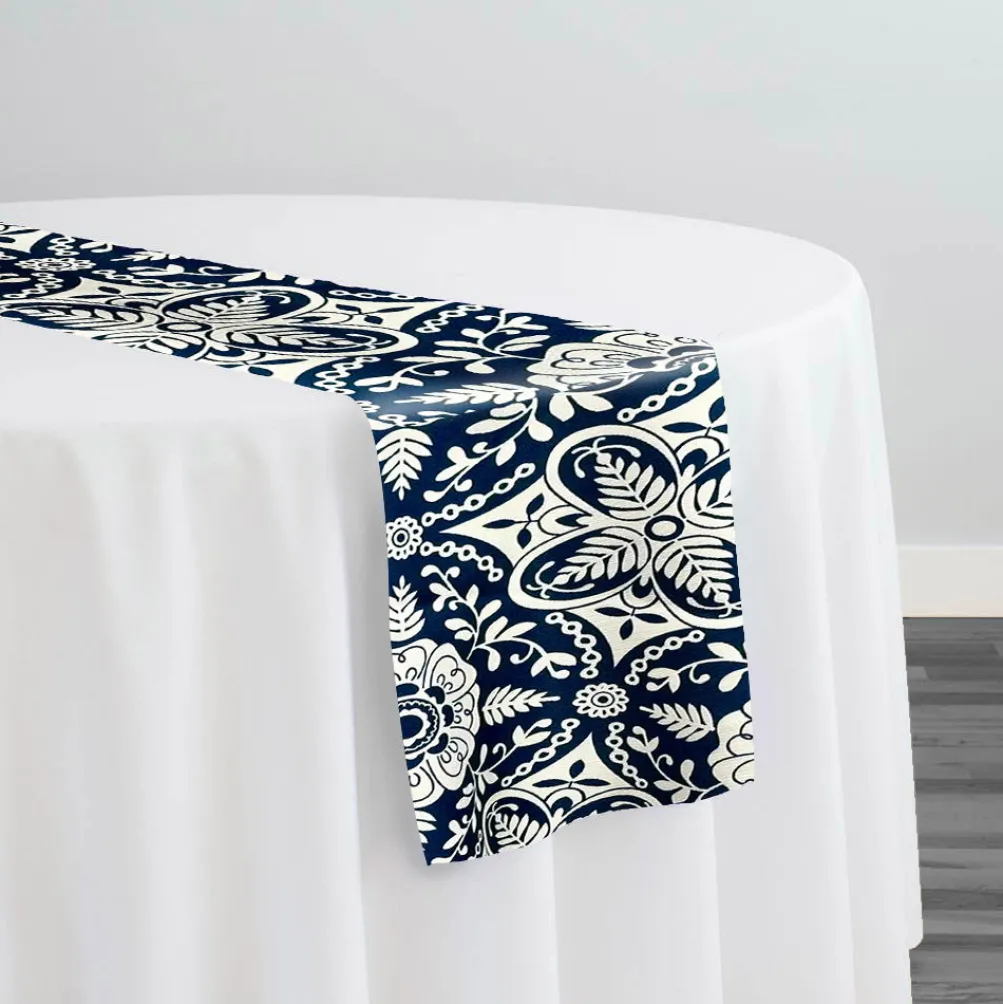 Morocco (Poly Print) Table Runner in Navy