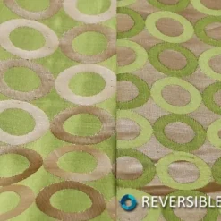 Mosaic Jacquard (Reversible) Table Linen in Green and Gold