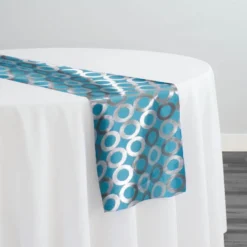 Mosaic Jacquard (Reversible) Table Runner in Turquoise and Silver