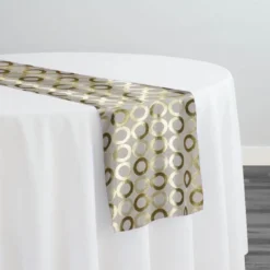 Mosaic Jacquard (Reversible) Table Runner in Ivory and Gold