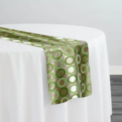 Mosaic Jacquard (Reversible) Table Runner in Green and Gold