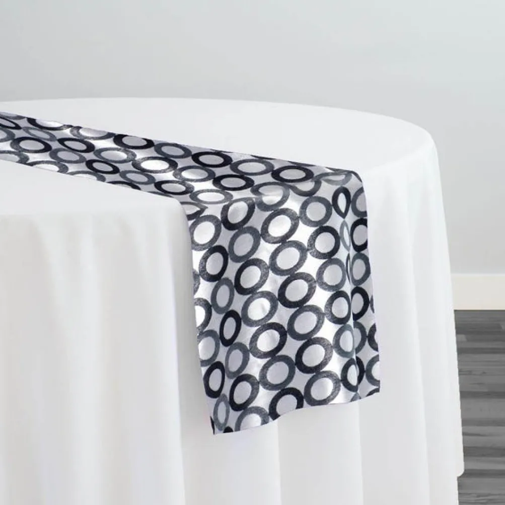 Mosaic Jacquard (Reversible) Table Runner in Black and Silver