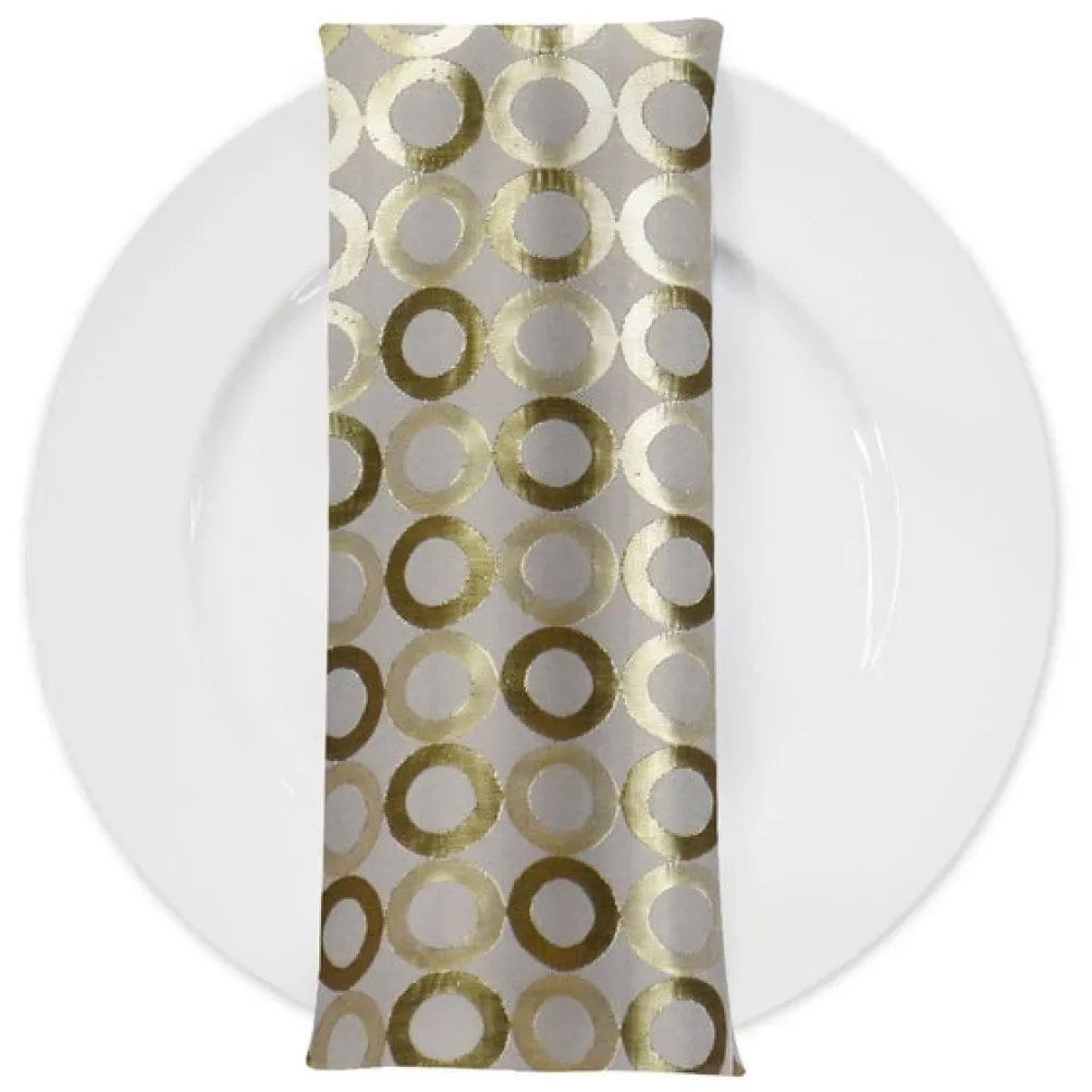 Mosaic Jacquard (Reversible) Table Napkin in Ivory and Gold