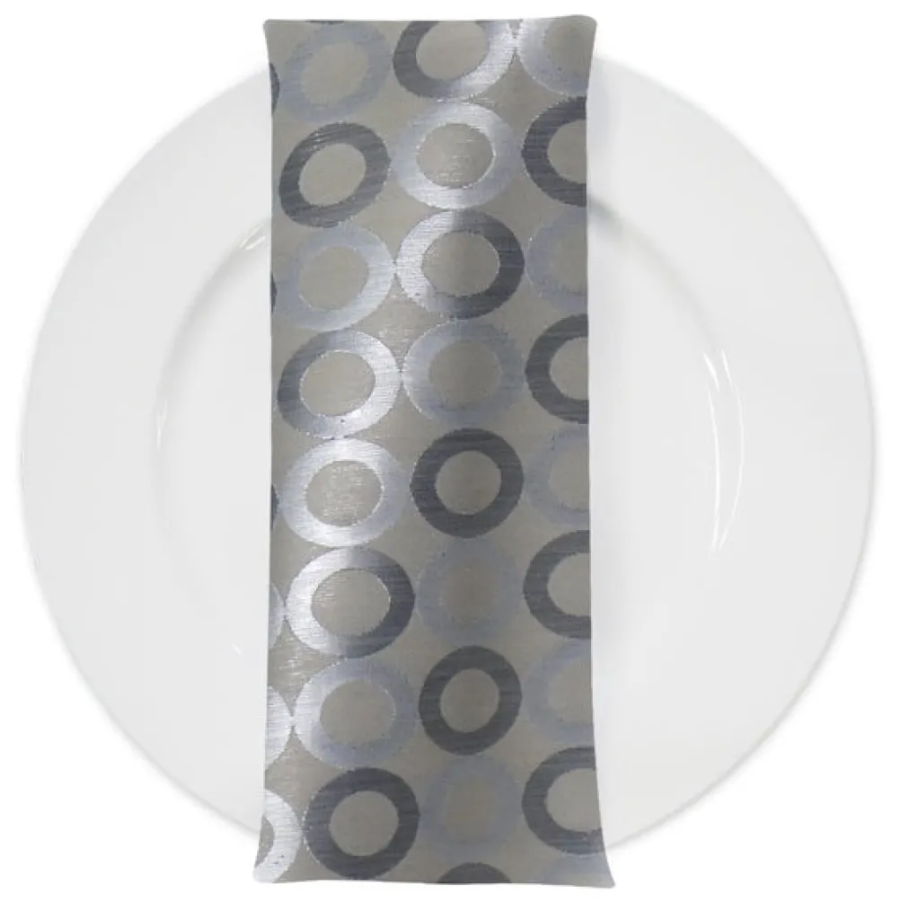 Mosaic Jacquard (Reversible) Table Napkin in Ivory and Silver