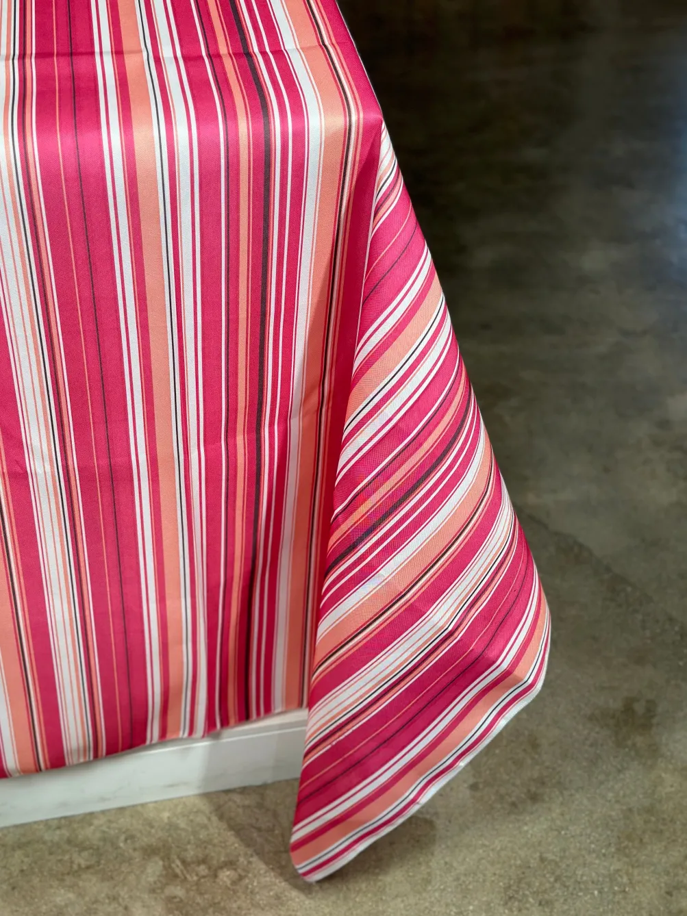 Multi-Color Stripe Table Linen in Bubblegum
