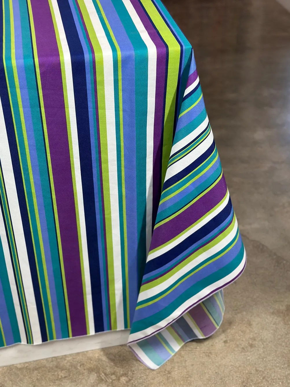 Multi-Color Stripe Table Linen in Grape